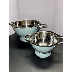 Gibson Home Stainless Steel Colanders, Set Of 2, Sky Blue